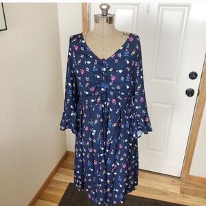 Eloquii Navy Blue Floral Dress